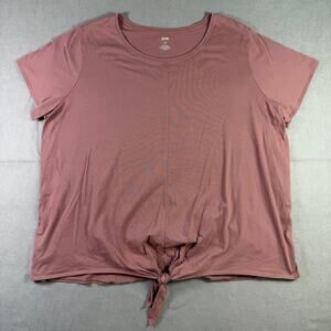 EVRI Women’s Plus Size 4X Mauve Front Tie Short Sleeve Casual T-Shirt